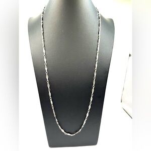 Whiting & Davis Silver Tone Chain Link Textured Necklace Vintage